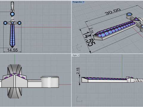 Sword pendant model 639 3D Print Model