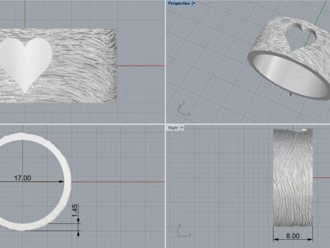 Texture heart ring model 636 3D Print Model