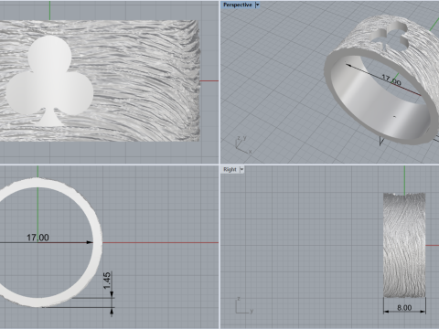 Bague Clubs de Cartes mod&egrave;le 635 Modèles 3D en vedette