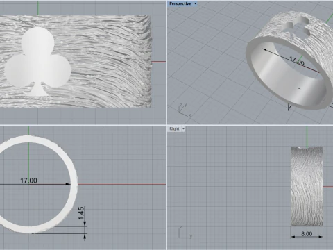Card Clubs ring model 635 3D Print Model