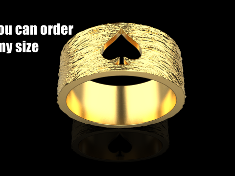 黑桃牌戒指 型号 634 3D 打印模型