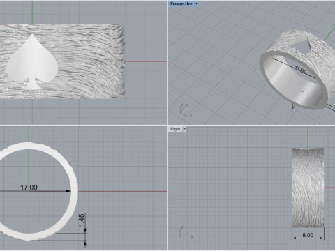 Card spades ring model 634 3D Print Model