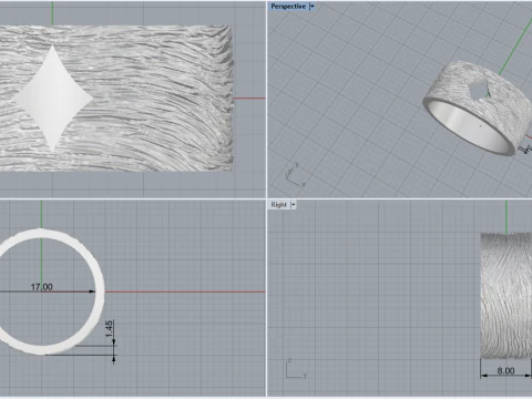 Card diamonds ring model 633 3D Print Model