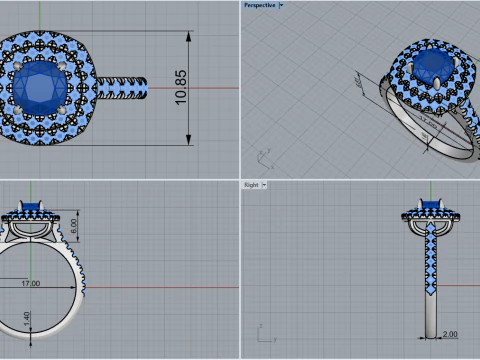 Engagement ring model 632 3D Print Model