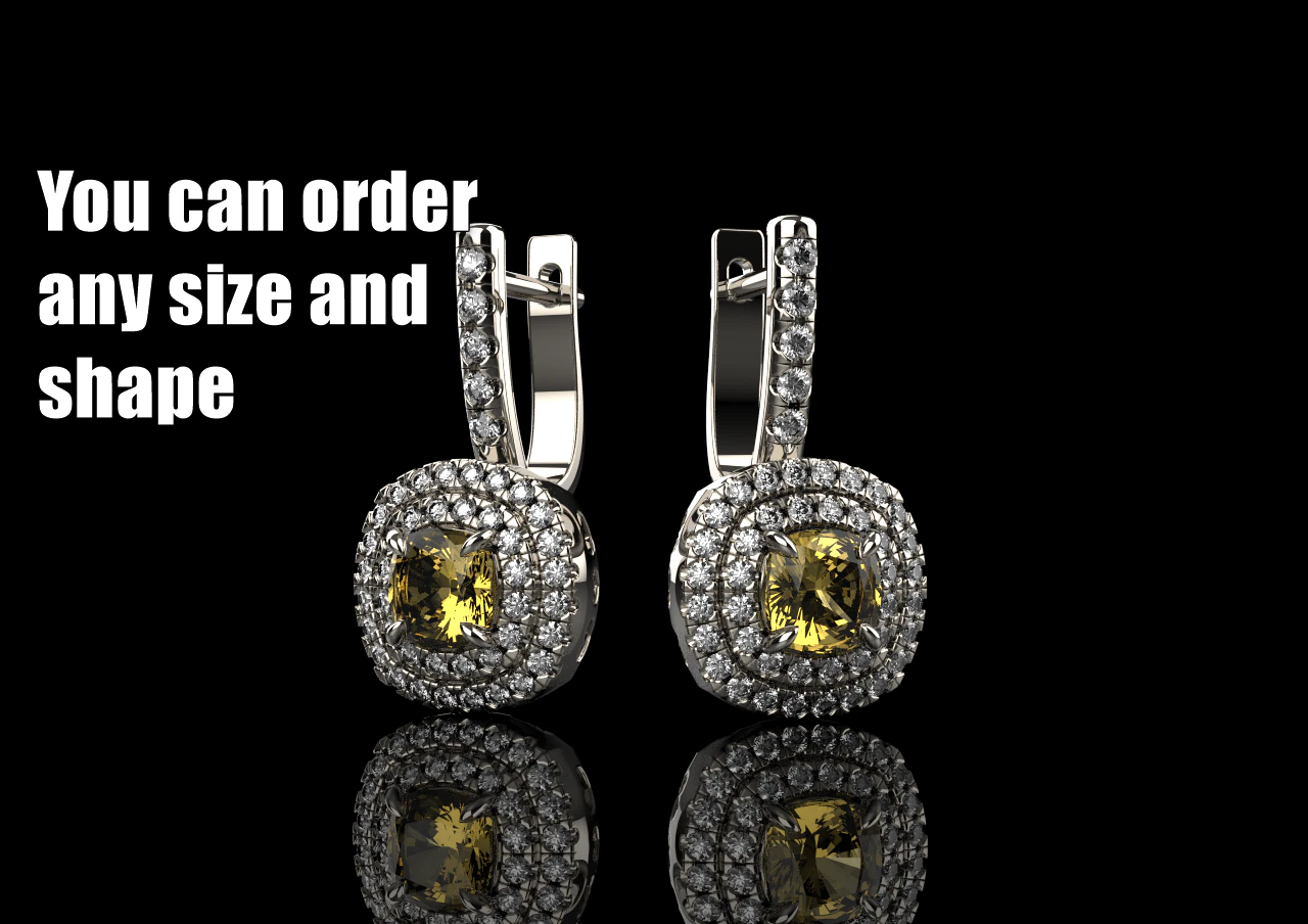 Cushion earring model 630 3D Print Model .c4d .max .obj .3ds .fbx .stl .blend
