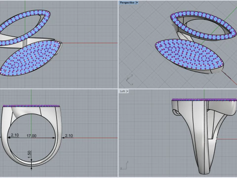 Double marquise form ring model 628 3D Print Model