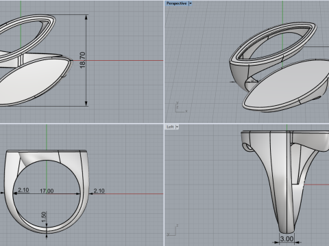 Dubbele marquise vormring model 627 3D printmodel