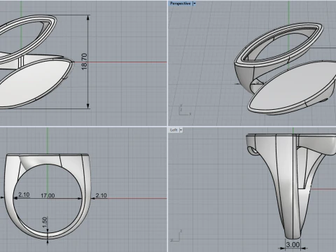 Double marquise form ring model 627 3D Print Model