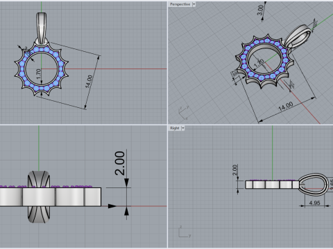 Round sun pendant model 625 3D Print Model