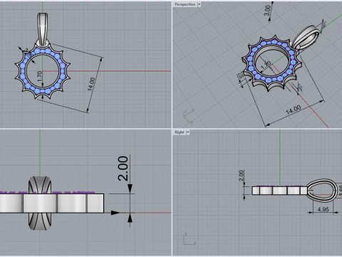 Round sun pendant model 625 3D Print Model