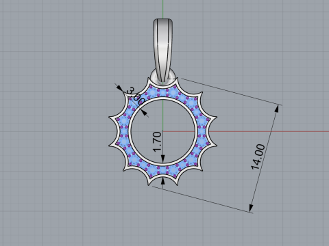 Round sun pendant model 625 3D Print Model