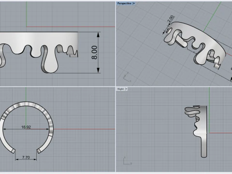 Melting form ring model 624 3D Print Model