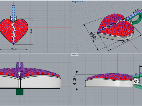 Heart pendant model 620 3D Print Model