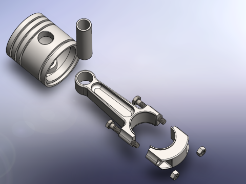 Printable Piston and connecting rod 3D 모델