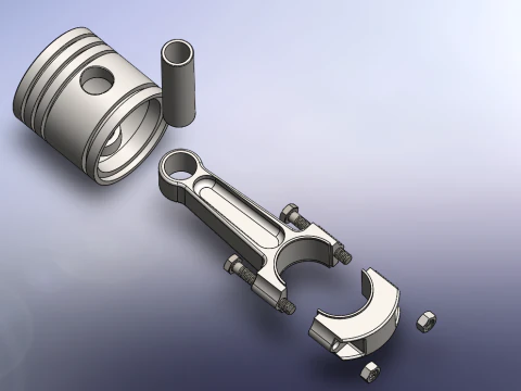 Printable Piston and connecting rod 3D Model
