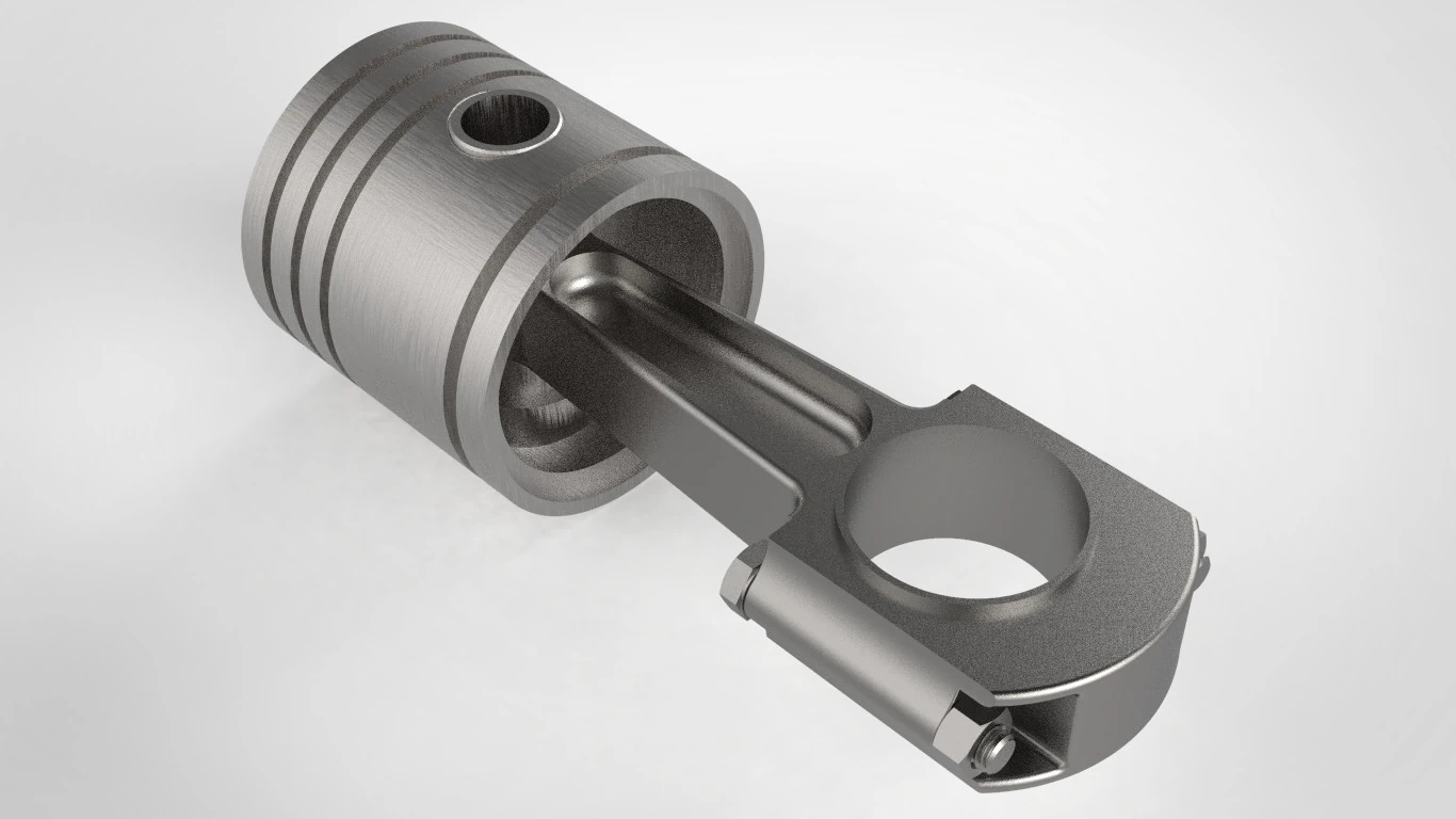 Printable Piston and connecting rod 3D Model .c4d .max .obj .3ds .fbx .stl .blend 