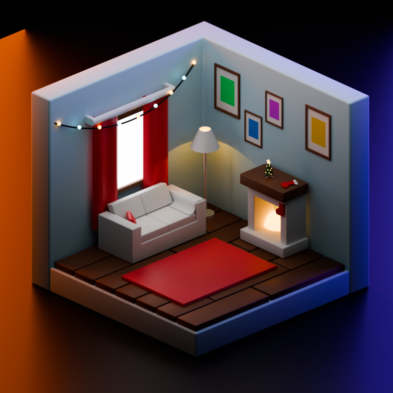 Cozy mini-room 3D Model .c4d .max .obj .3ds .fbx .stl .blend 