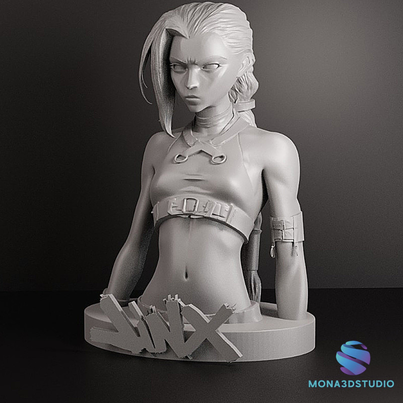 Bust of Jinx Arcane - STL Pre-support Lychee 3D-Druckmodell .c4d .max .obj .3ds .fbx .stl .blend 