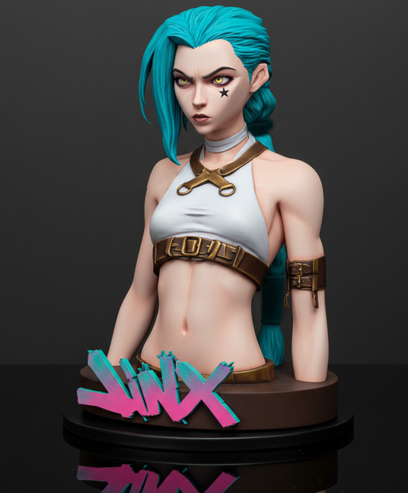 Bust of Jinx Arcane - STL Pre-support Lychee 3D Print Model .c4d .max .obj .3ds .fbx .stl .blend