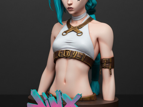 Bust of Jinx Arcane - STL Pre-support Lychee Model Cetak 3D