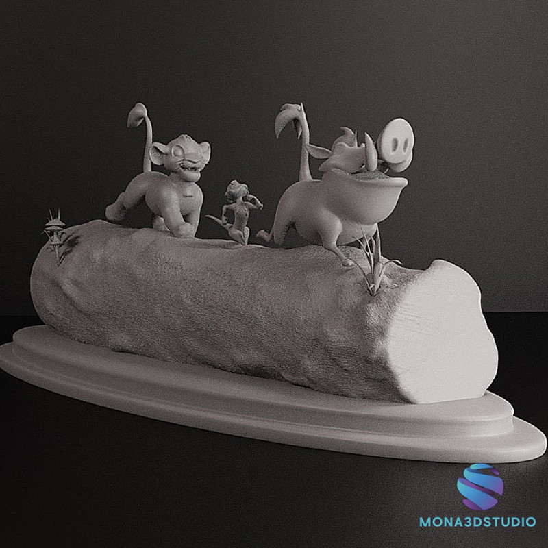 LION KING DIORAMA - Cutted pre supported SLA 3D printmodel .c4d .max .obj .3ds .fbx .stl .blend
