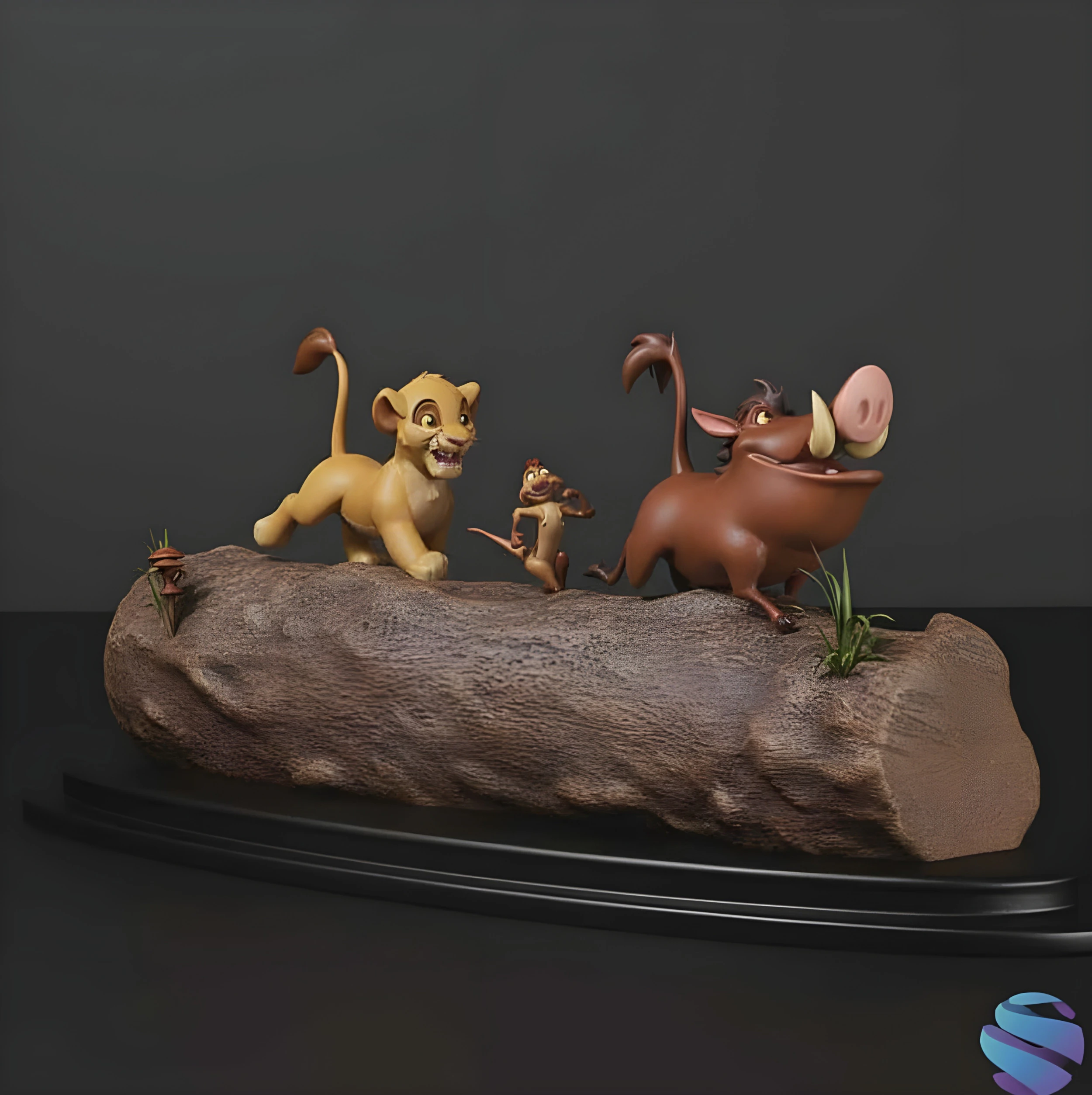 LION KING DIORAMA - Cutted pre supported SLA 3D Print Model .c4d .max .obj .3ds .fbx .stl .blend