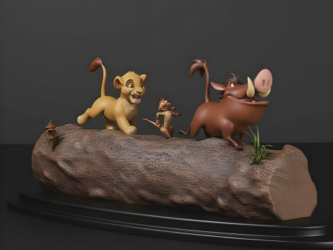 LION KING DIORAMA - Cutted pre supported SLA 3D 打印模型
