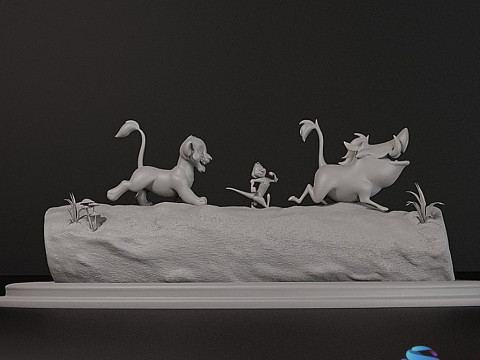 LION KING DIORAMA - Kesilmiş, önceden desteklenen SLA 3D Baskı Modeli