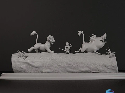LION KING DIORAMA - Cutted pre supported SLA 3D Print Model