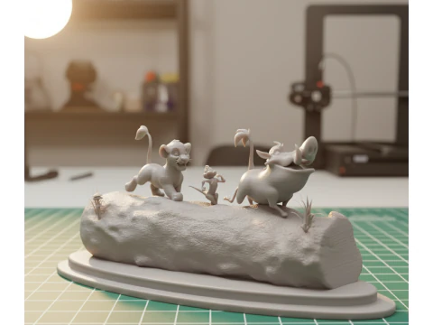 LION KING DIORAMA - Cutted pre supported SLA 3D Print Model
