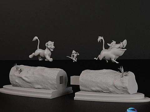 LION KING DIORAMA - Cutted pre supported SLA 3D Print Model
