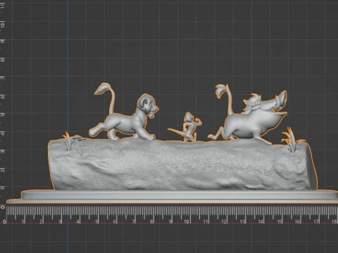 LION KING DIORAMA - Cutted pre supported SLA 3D Print Model