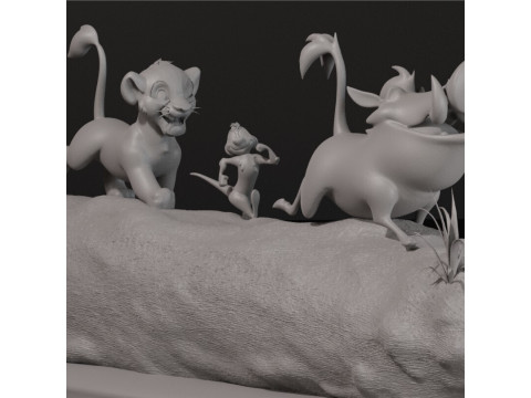 LION KING DIORAMA - Kesilmiş, önceden desteklenen SLA 3D Baskı Modeli