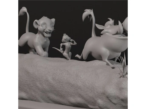 LION KING DIORAMA - Cutted pre supported SLA 3D Print Model