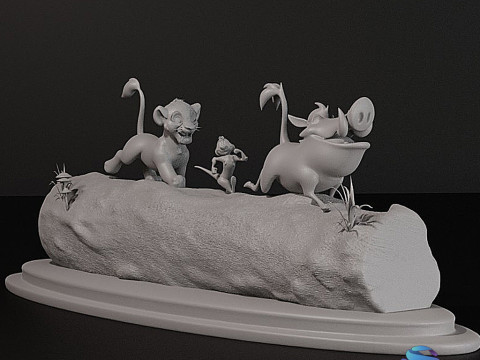 LION KING DIORAMA - Kesilmiş, önceden desteklenen SLA 3D Baskı Modeli
