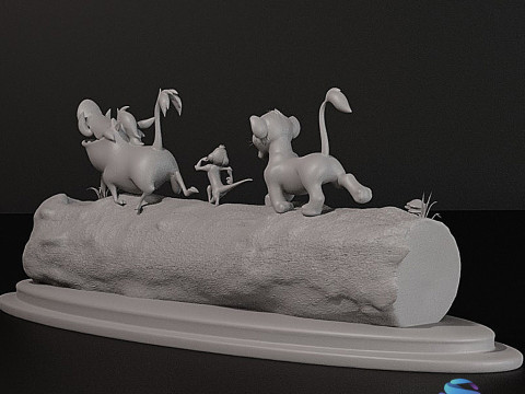 LION KING DIORAMA - Kesilmiş, önceden desteklenen SLA 3D Baskı Modeli