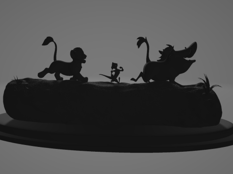 LION KING DIORAMA - Kesilmiş, önceden desteklenen SLA 3D Baskı Modeli