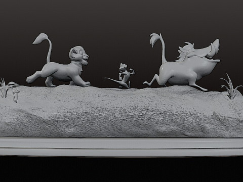 LION KING DIORAMA - Cutted pre supported SLA 3D-printmodel
