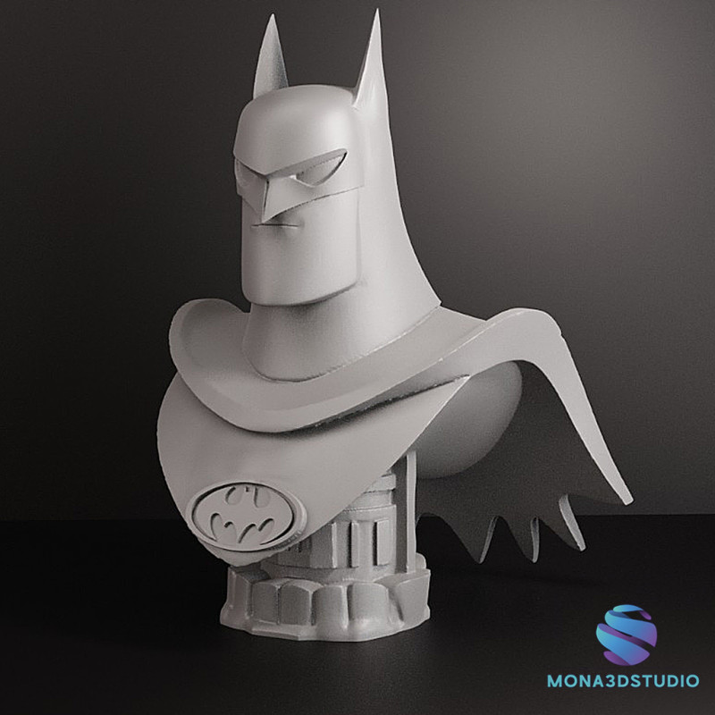 Batman Cartoon Bust Printable STL Pre-support Lychee 3D-Druckmodell .c4d .max .obj .3ds .fbx .stl .blend 