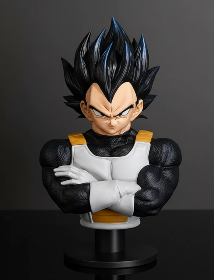 VEGETA FIGURE HQ CUTTED BUST 3D Print Model .c4d .max .obj .3ds .fbx .stl .blend 