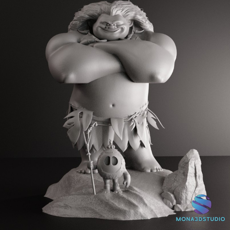 Maui Fan Art 3D Diorama with Kakamora Presupported STL for 3D Printing Model Cetak 3D .c4d .max .obj .3ds .fbx .stl .blend 