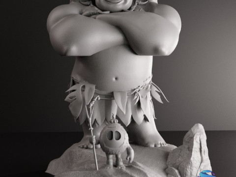 Maui Fan Art 3D Diorama with Kakamora Presupported STL for 3D Printing 3D-printmodel
