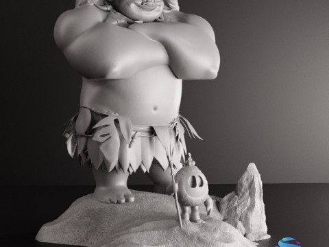Maui Fan Art 3D Diorama with Kakamora Presupported STL for 3D Printing Model Cetak 3D