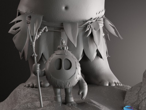 Maui Fan Art 3D Diorama with Kakamora Presupported STL for 3D Printing Model Cetak 3D