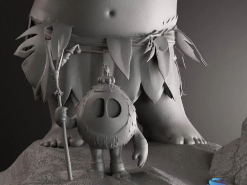 Maui Fan Art 3D Diorama with Kakamora Presupported STL for 3D Printing 3D Print Model
