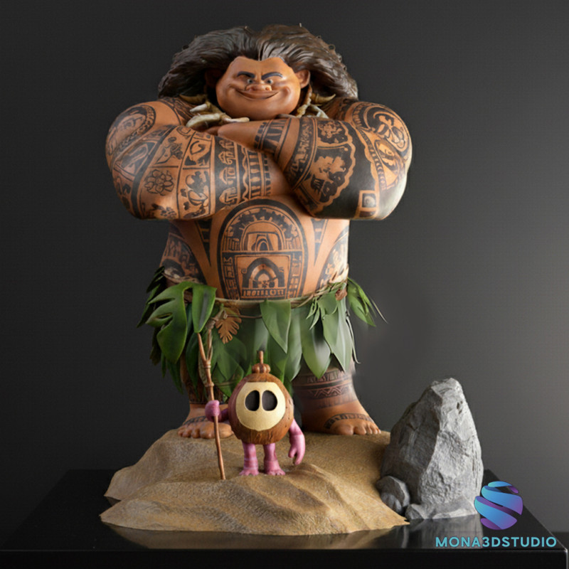 Maui Fan Art 3D Diorama with Kakamora Presupported STL for 3D Printing 3D Принт Модель .c4d .max .obj .3ds .fbx .stl .blend