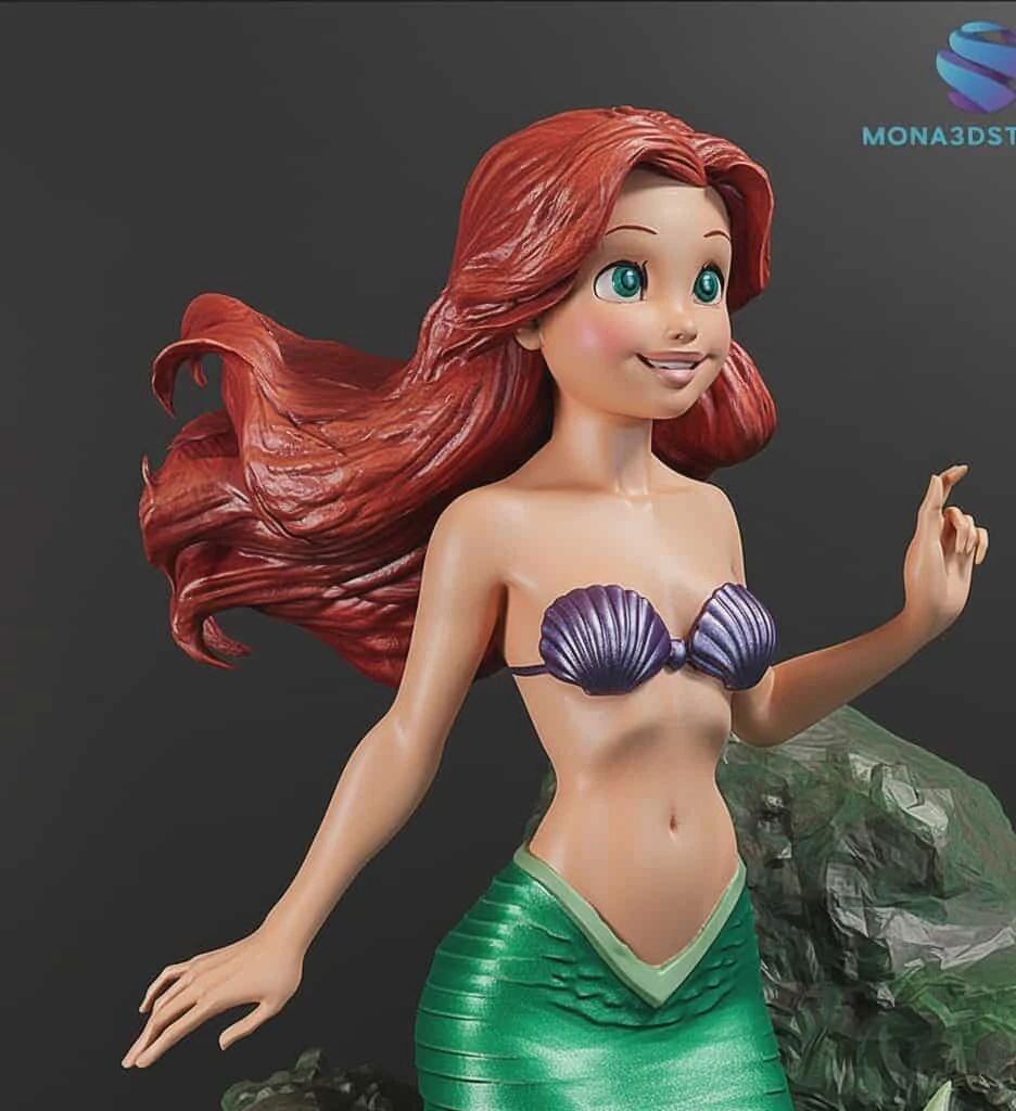 Ariel - The Little Mermaid STL Pre-support Lychee 3D Print Model .c4d .max .obj .3ds .fbx .stl .blend 