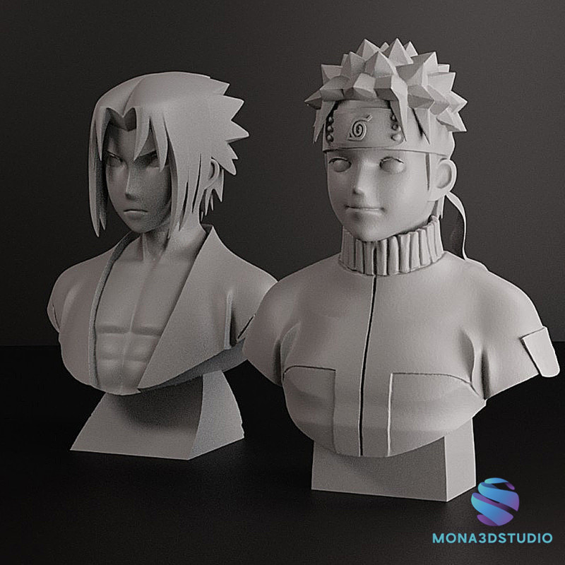 Naruto and Sasuke bust - Pre-Supported STL Modello di stampa 3D .c4d .max .obj .3ds .fbx .stl .blend 