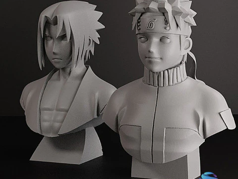 Naruto and Sasuke bust - Pre-Supported STL 3D Print Model