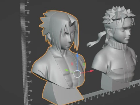 Naruto and Sasuke bust - Pre-Supported STL 3D Print Model